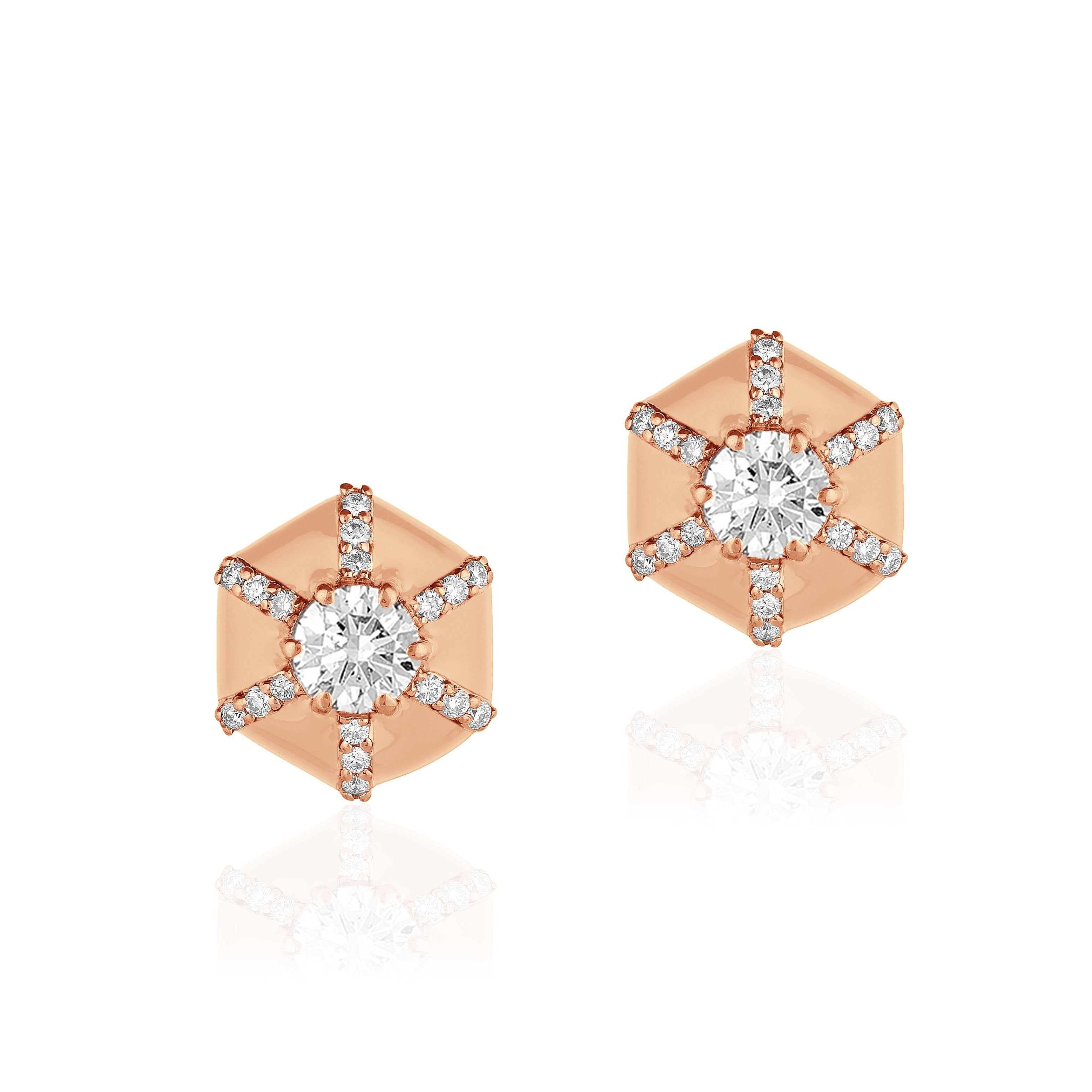 Hexagon Diamond Studs Stud Earrings Goshwara