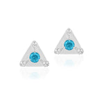 Trillion Aqua & Diamond Stud Earrings Studs Goshwara   