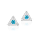 Trillion Aqua & Diamond Stud Earrings Studs Goshwara   