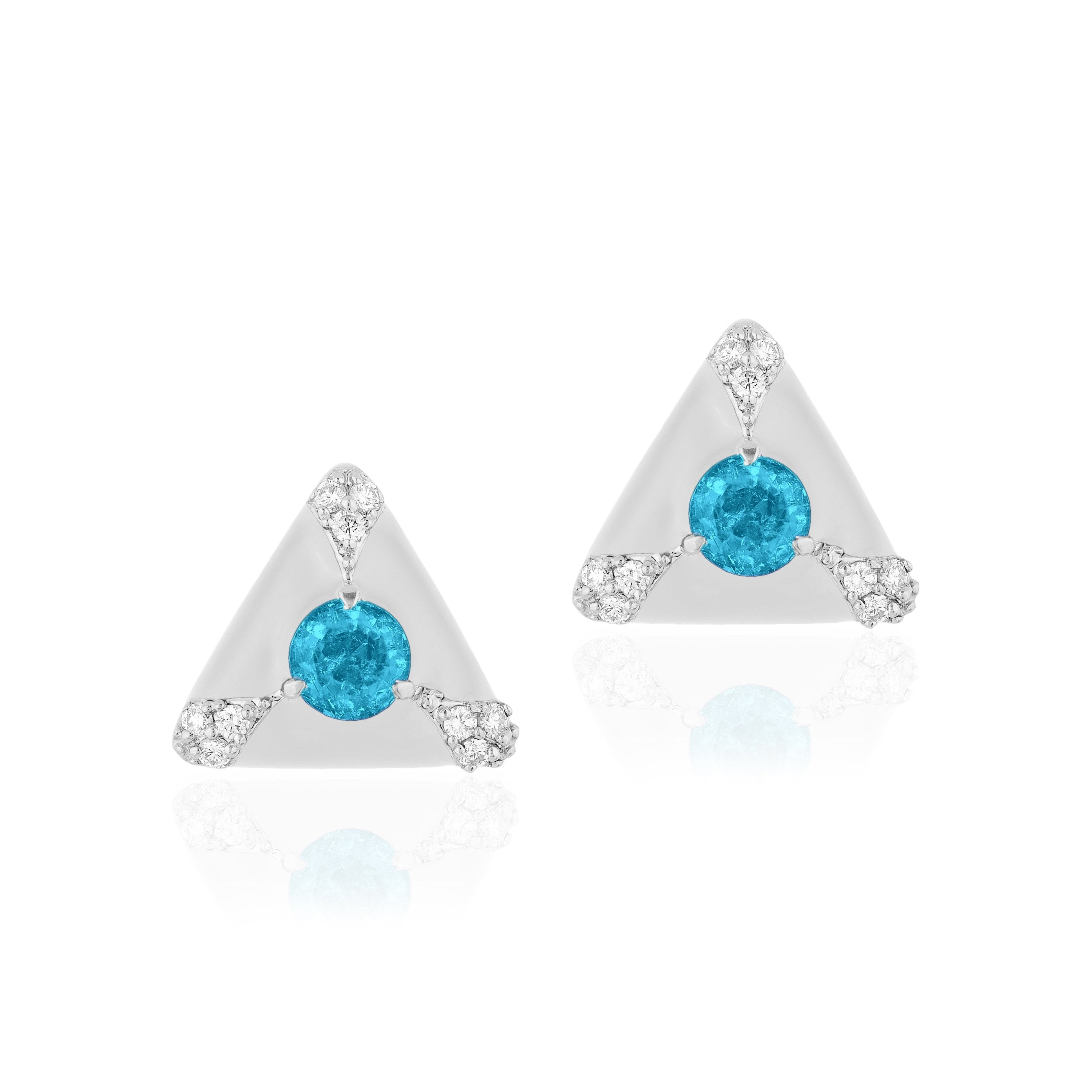 Trillion Stone Diamond Stud Earrings Stud Earrings Goshwara Aqua WGold
