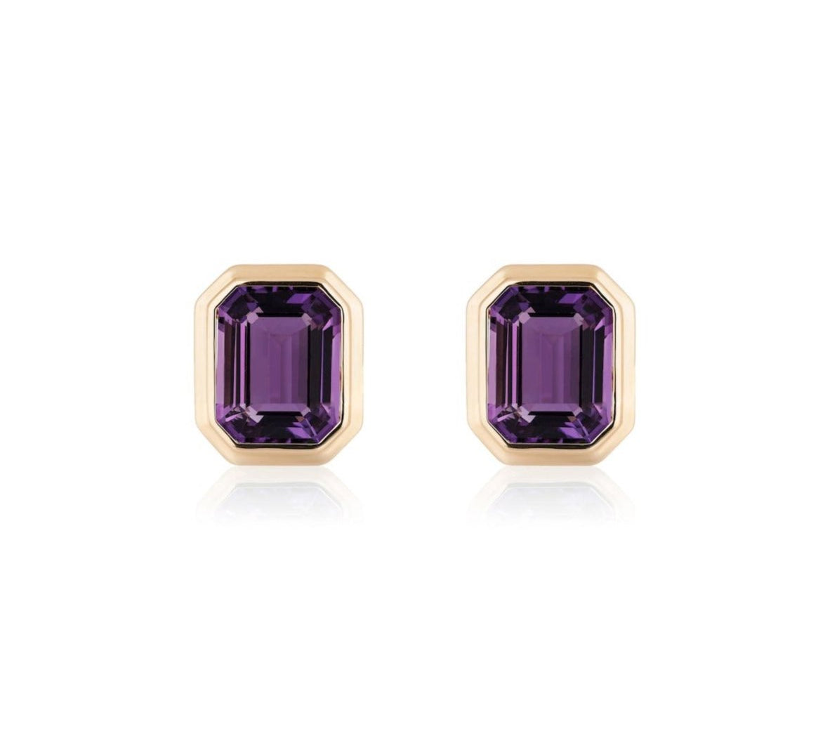 Emerald-Cut Bezel Set Studs Studs Goshwara Amethyst