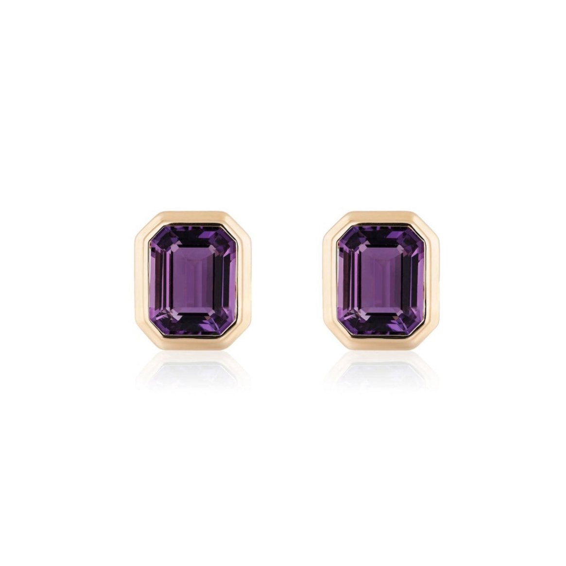 Emerald-Cut Bezel Set Studs Studs Goshwara Amethyst