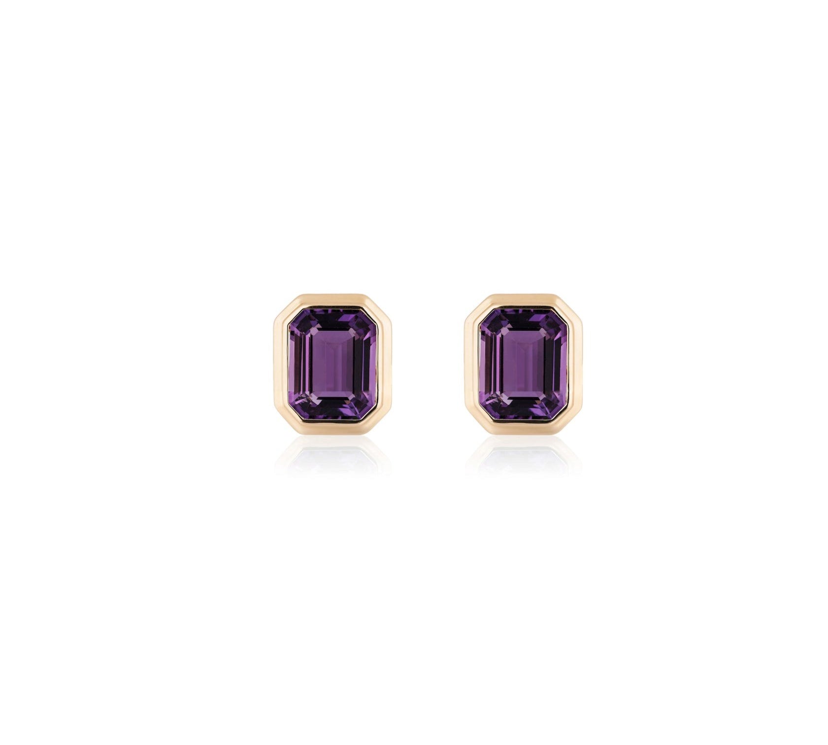 Amethyst Bezel Set Studs Studs Goshwara   