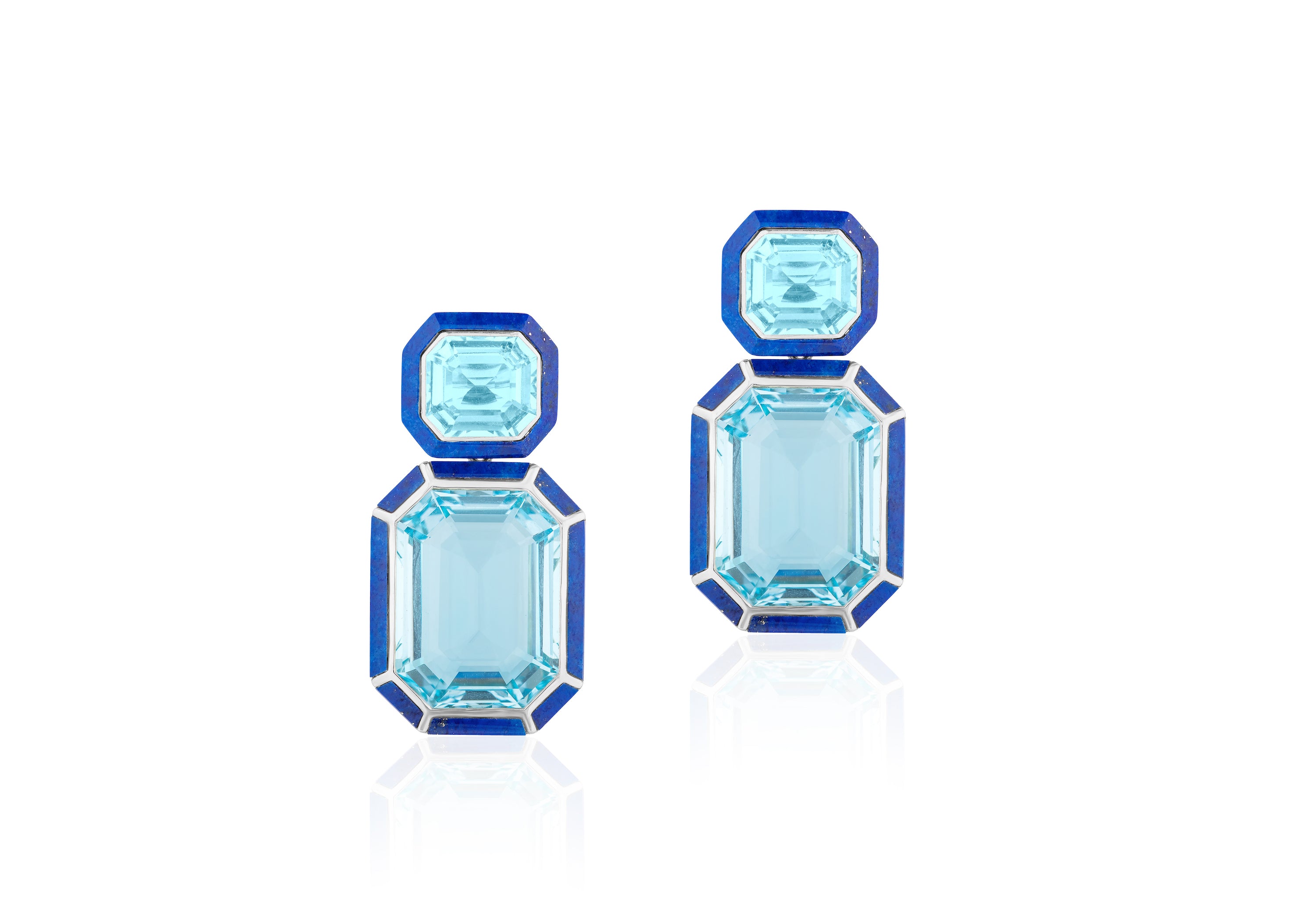 Blue Topaz and Lapis Earrings Earrings Goshwara   