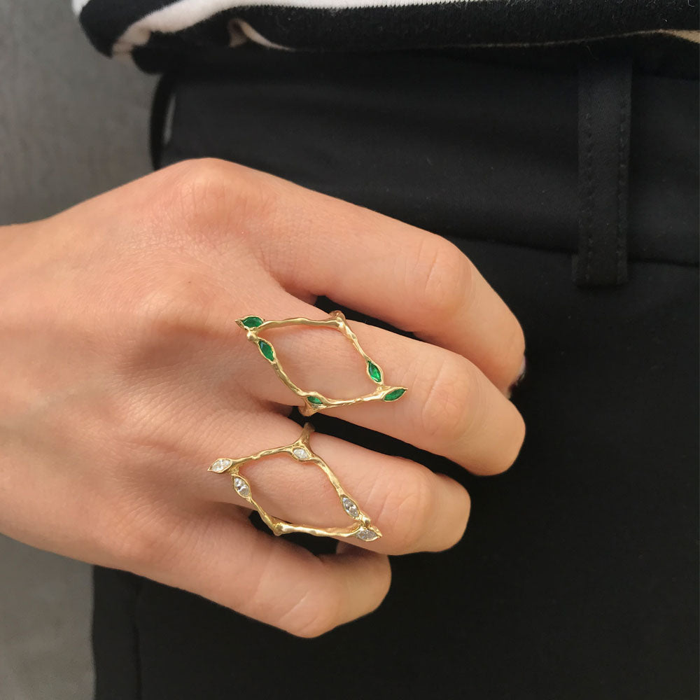 Kite Marquise Ring, Emerald Statement Jaine K Designs   