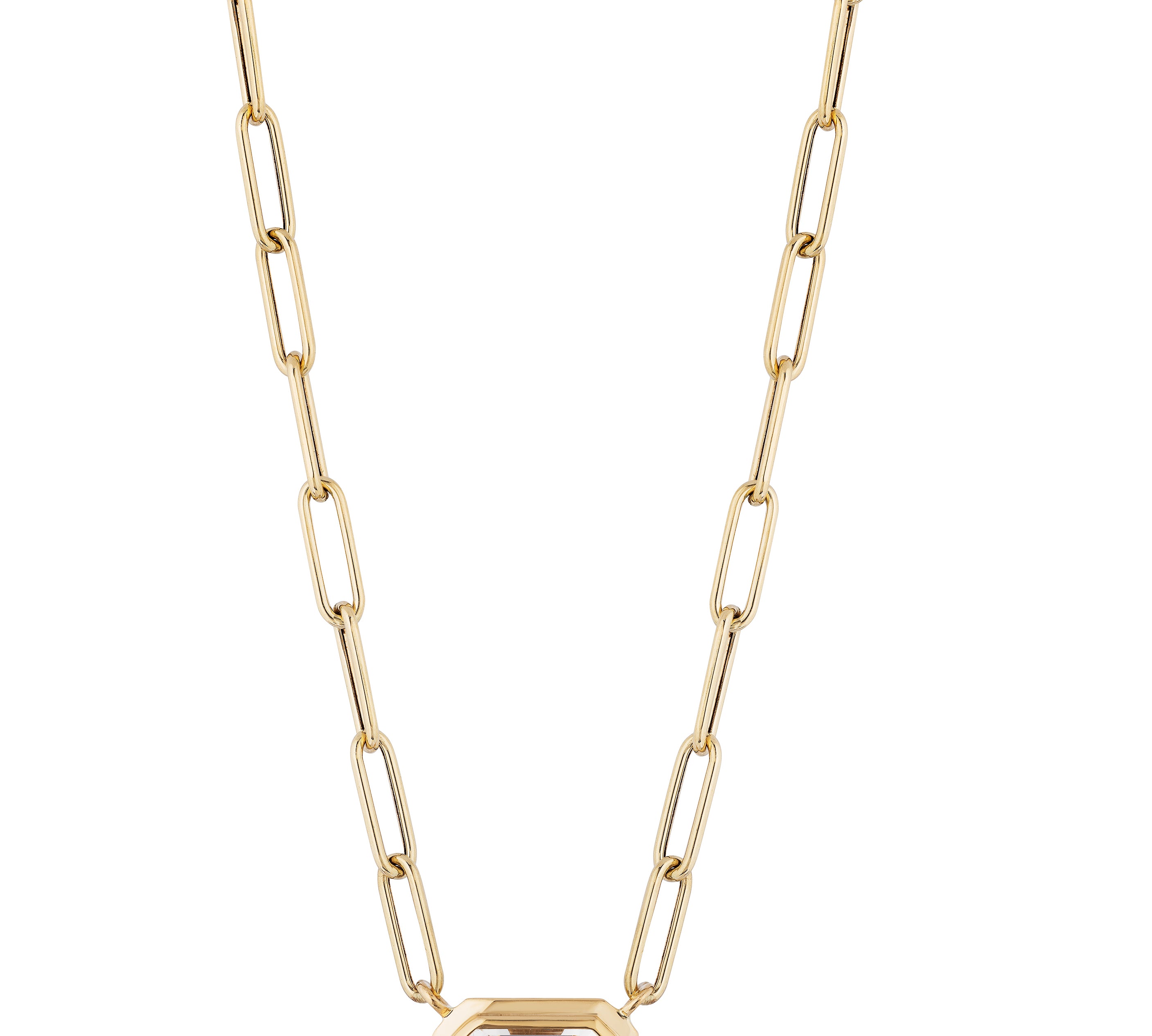 Emerald-Cut Bezel Set Pendant Necklace Pendant Necklace Goshwara