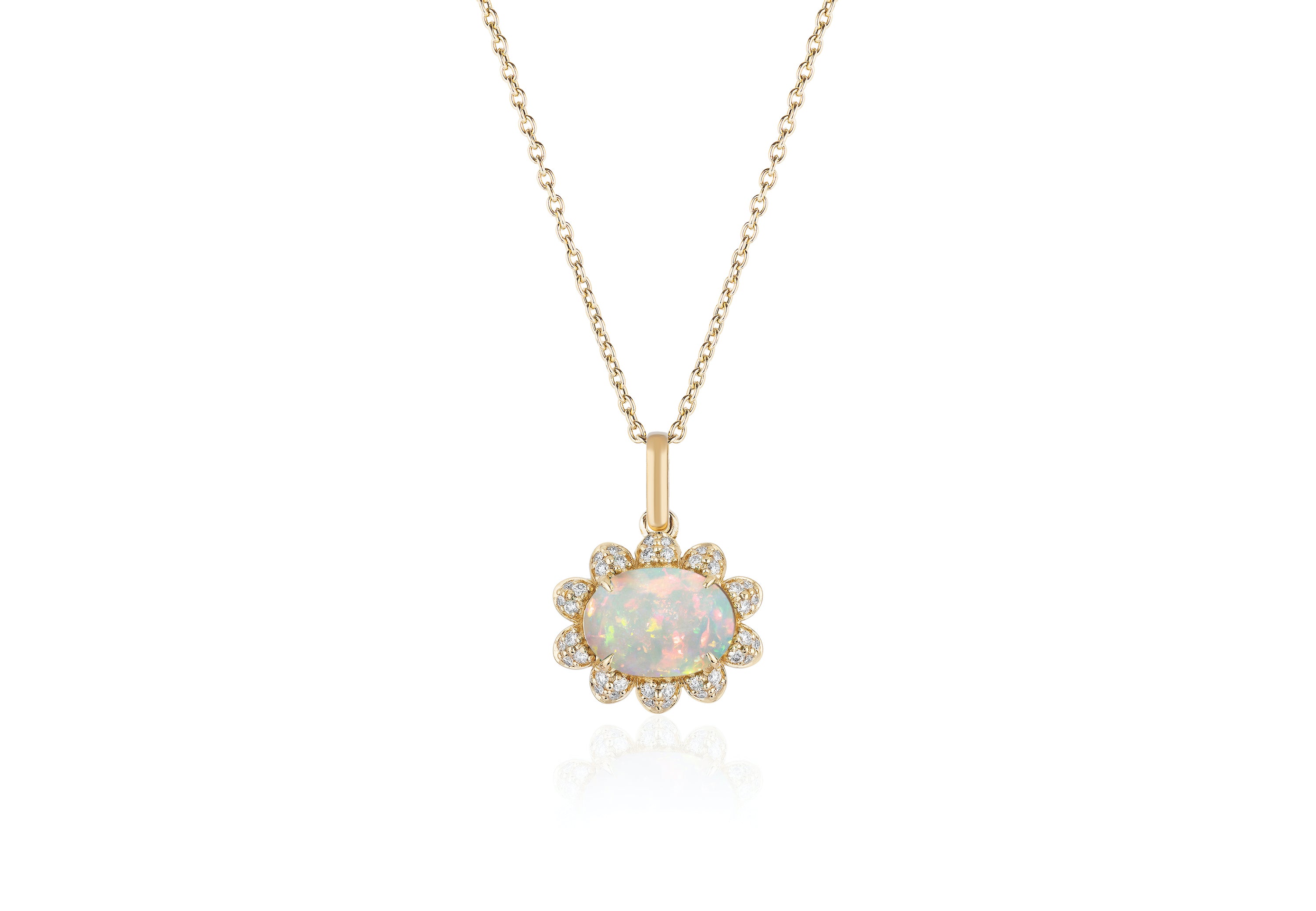 Oval  Pendant with Diamonds Necklace Pendant Goshwara Opal  