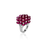 G-One Cluster Ruby Bead Ring Cocktail Goshwara   