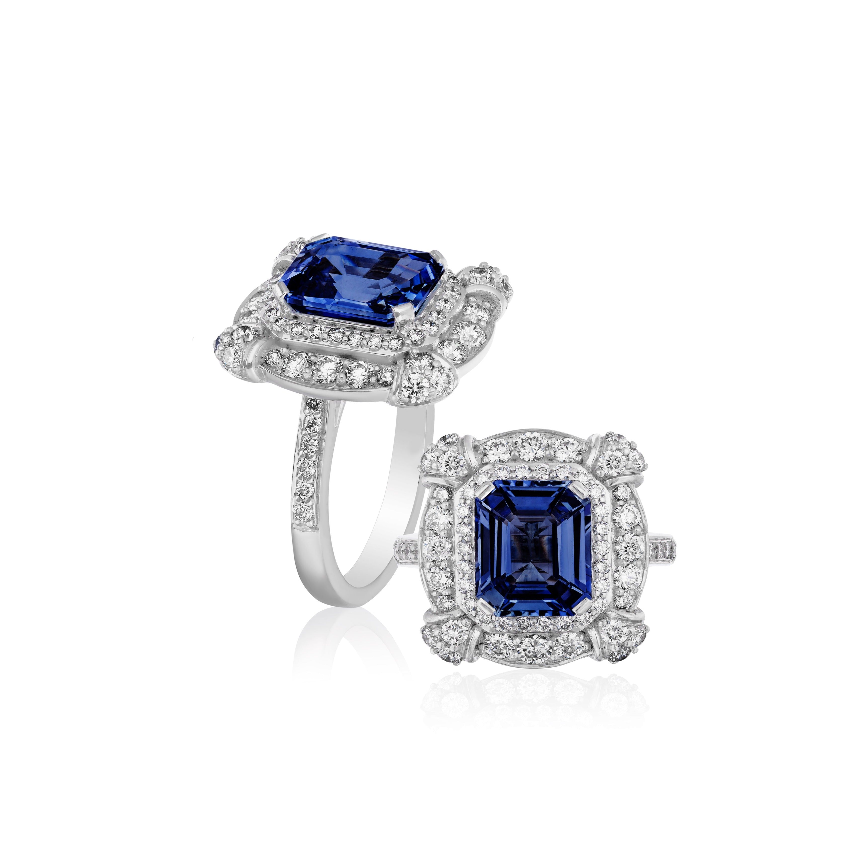 Tanzanite Diamond Web Ring Cocktail Ring Goshwara