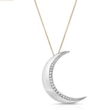 Luna Crescent Moon Necklace, White Gold and Diamond Pendant Sale   