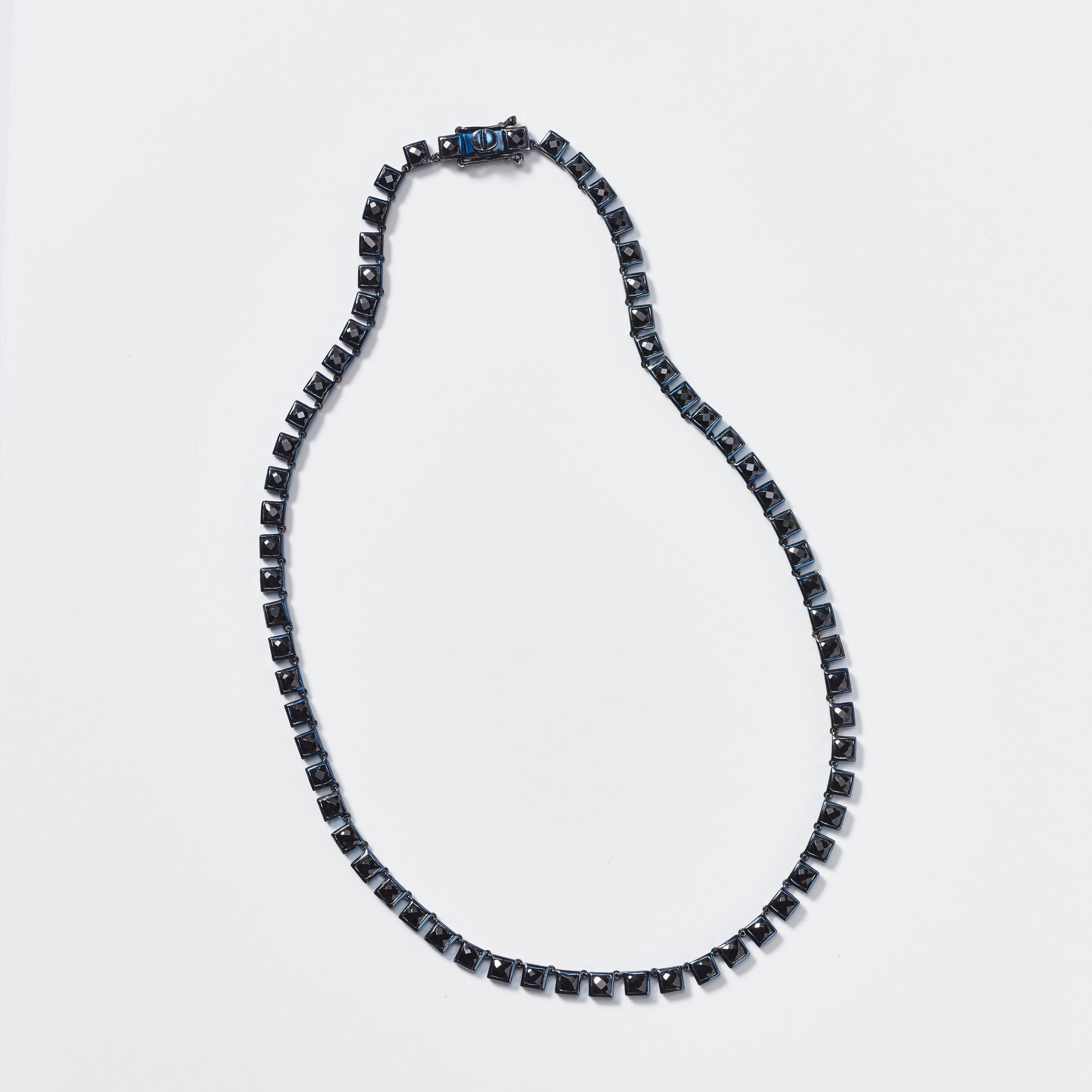 Mini Black Spinel Tile Rivière Necklace Collar Nakard   