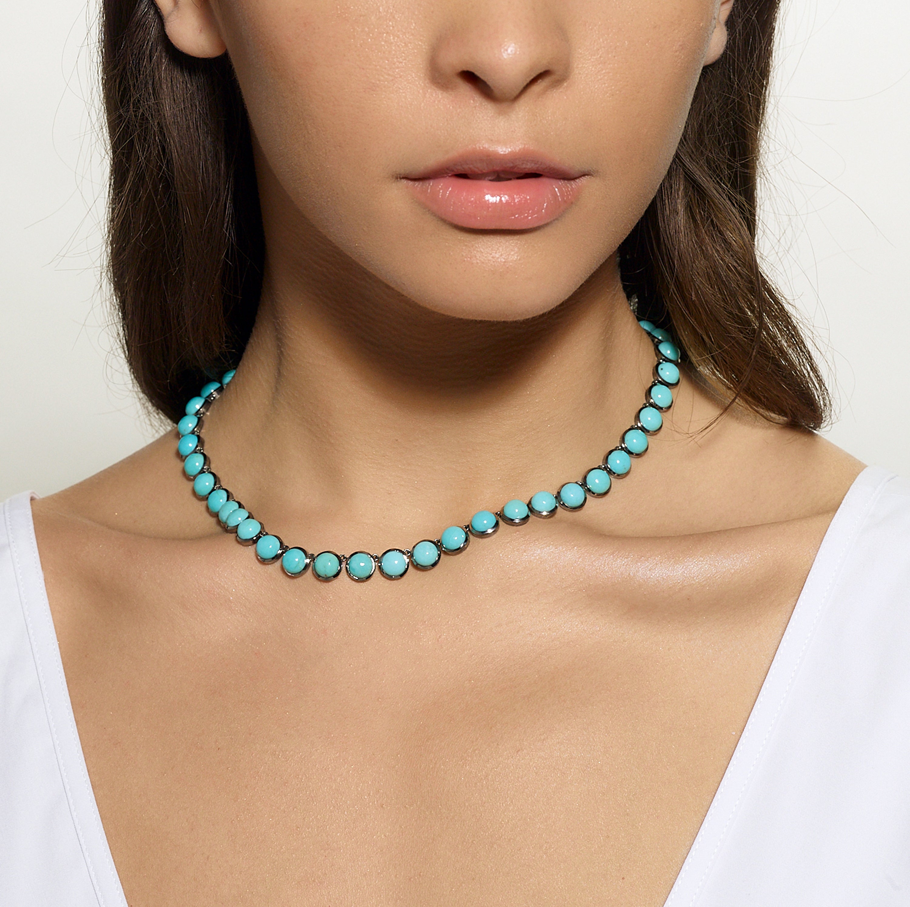 Small Turquoise Dot Riviere Necklace Collar Nakard   