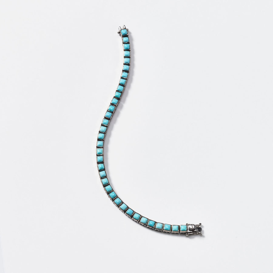 Mini Turquoise Tile Tennis Bracelet Chain Nakard   