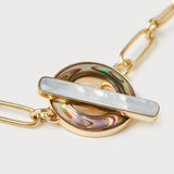 Bonbon Toggle Necklace with Abalone and Mother of Pearl Chain Necklace Looma   