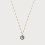 Mini Canvas Diamond Initial Necklace - Blue Opal Pendant Looma   