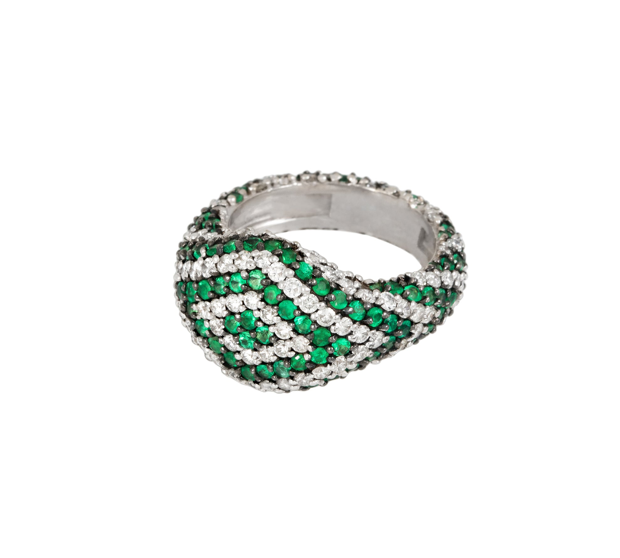 Emerald and Diamond Zebra Pinky Ring Pinky Latelier Nawbar   