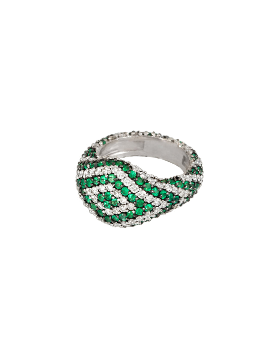 Emerald and Diamond Zebra Pinky Ring Pinky Latelier Nawbar   