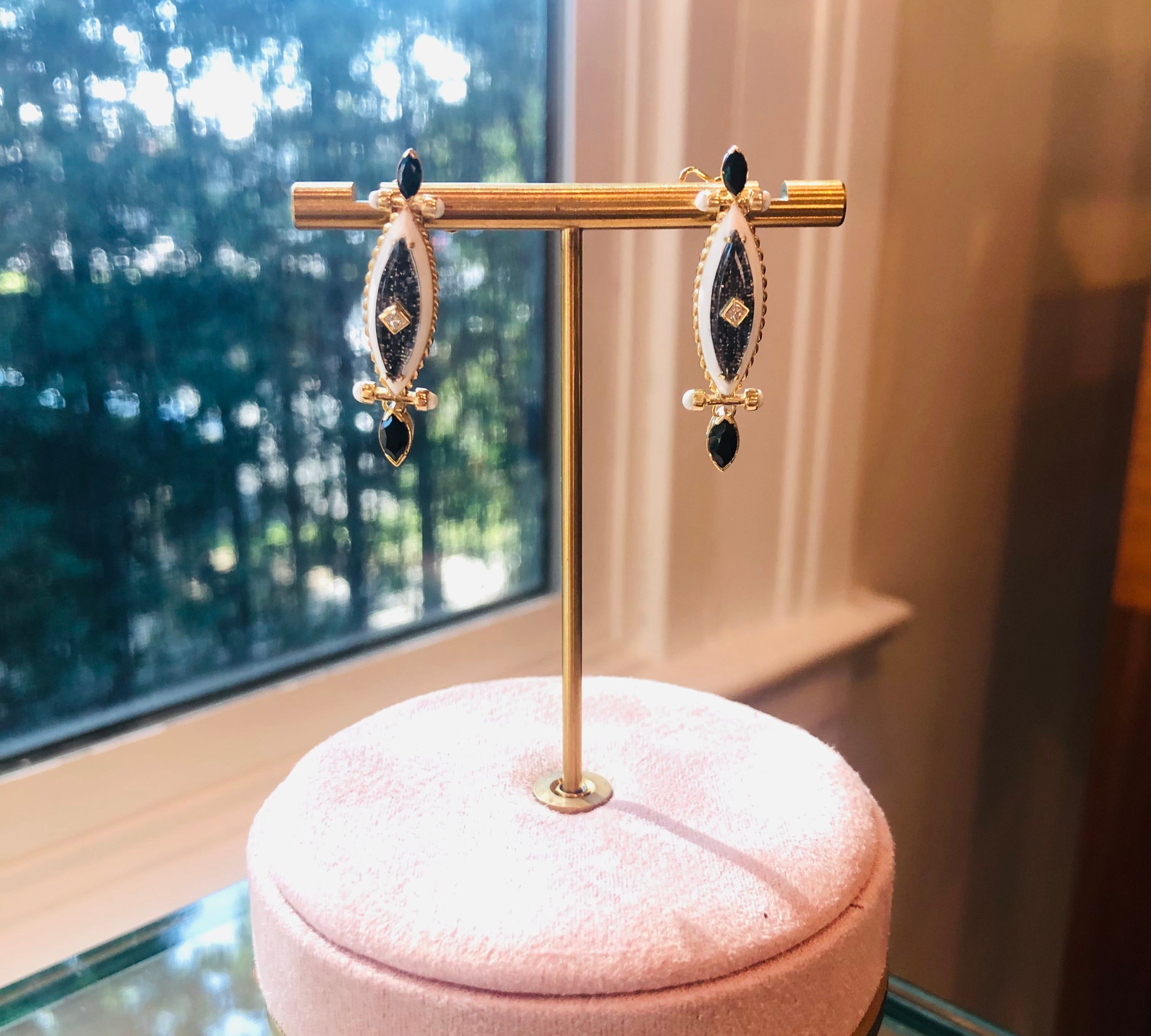 Black Swan Enamel Earrings Drop Earrings Latelier Nawbar