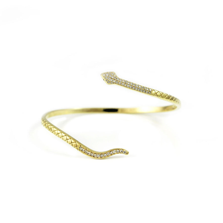 OG Snake Cuff, Gold with Pave Diamond Cuff Kathy Rose Jewelry Yellow Gold  