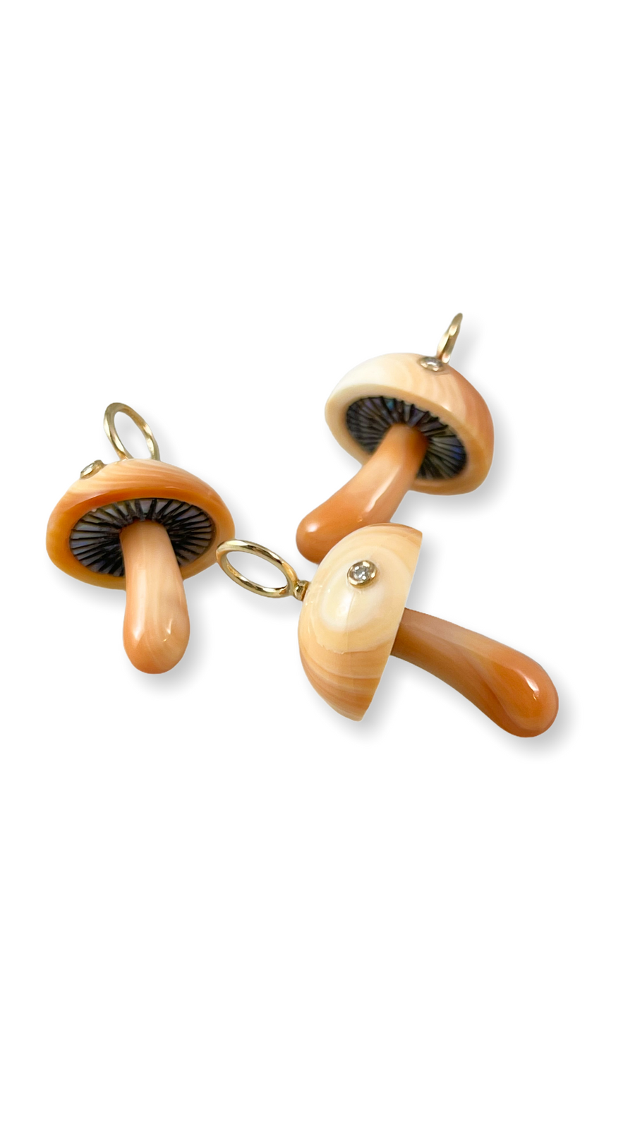 Magic Mushroom Charm Carved from Apricot Conch Shell Charm Maura Green   