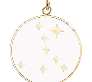 Large Enamel Constellation Pendant Charm Bare Collection Pisces Red 