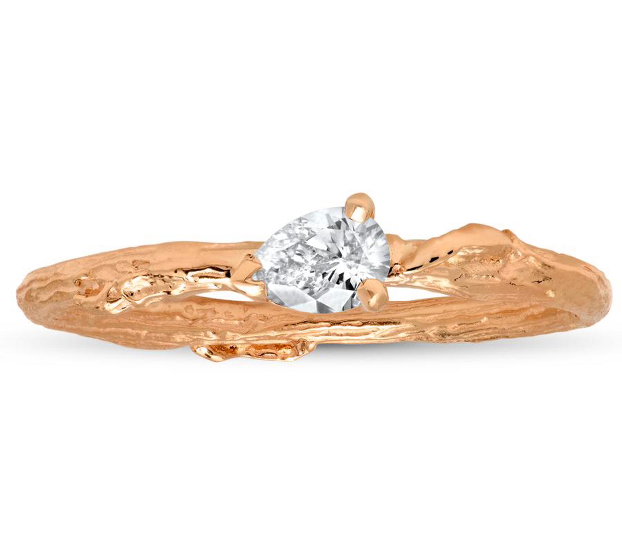 Diamond Pear Willow Ring Bridal Elisabeth Bell Jewelry Rose Gold  