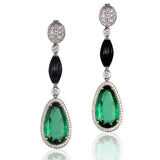 G-One Green Tourmaline Pear Shape with Onyx Brio Long Bead Earrings Earrings Goshwara   
