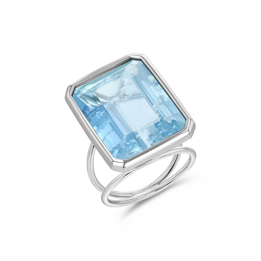 Aquamarine and White Gold Ring Cocktail Amy Gregg Jewelry   