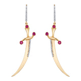Ruby and Diamond Dagger Earrings Earrings Hanut Singh   