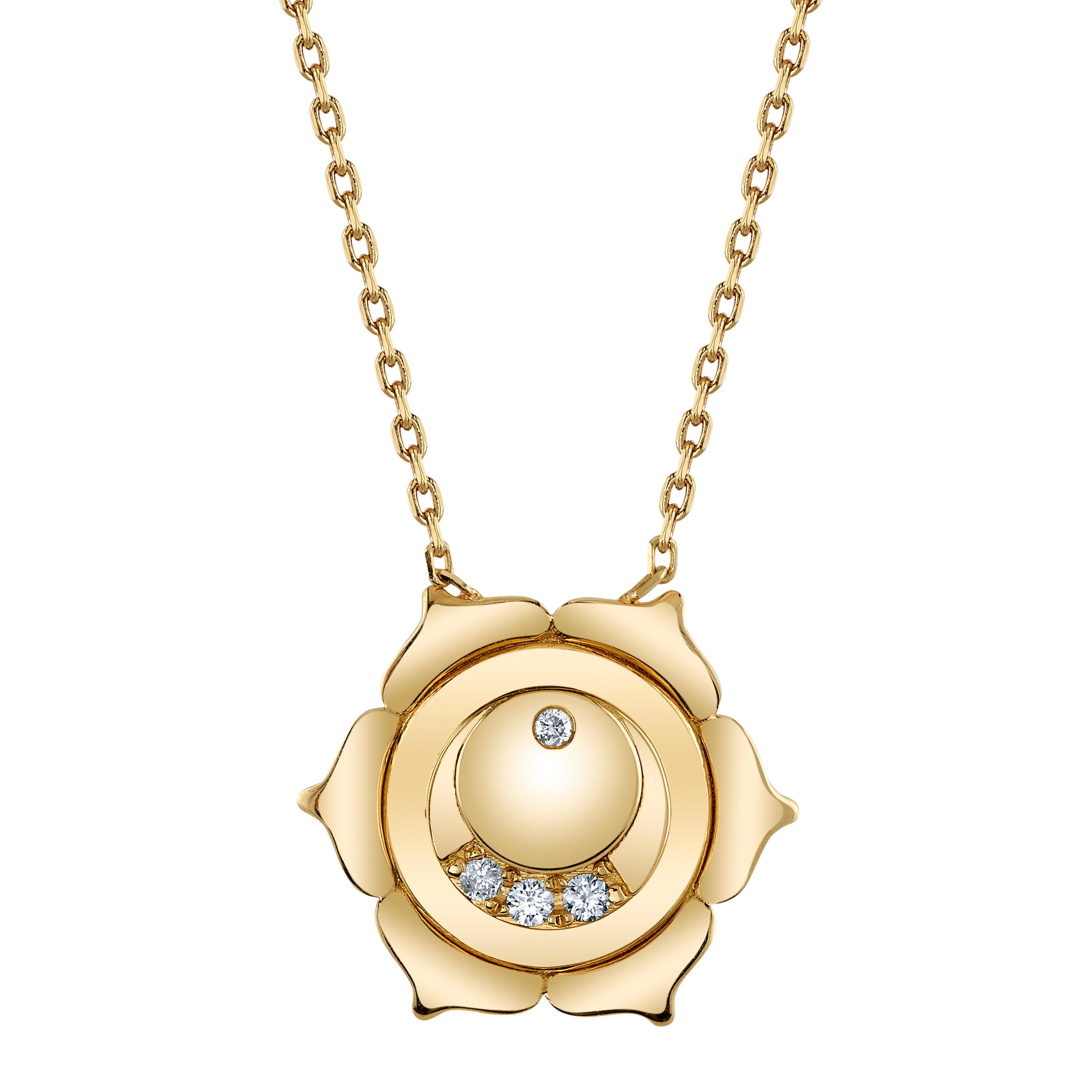 Sacral Chakra Necklace, Yellow Gold and Diamond Pendant Soundbody   