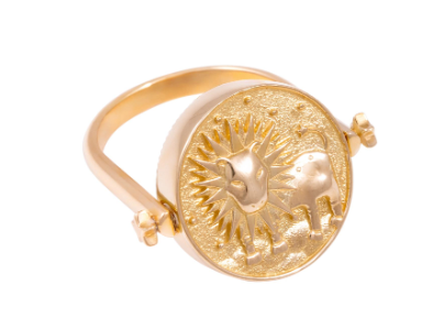 3 in 1 Leo Zodiac Ring in Gold and Coral Rings Latelier Nawbar   