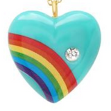 Diamond Acrylic Heart Necklace Pendant Elisabeth Bell Jewelry Large Turquoise 