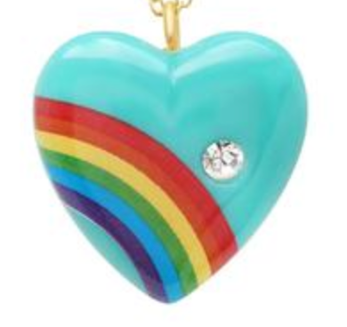 Acrylic Heart Necklaces with Diamonds Pendant Elisabeth Bell Jewelry Large Turquoise 