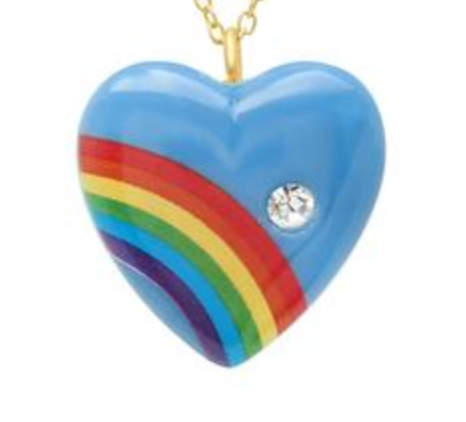 Acrylic Heart Necklaces with Diamonds Pendant Elisabeth Bell Jewelry Large Blue 