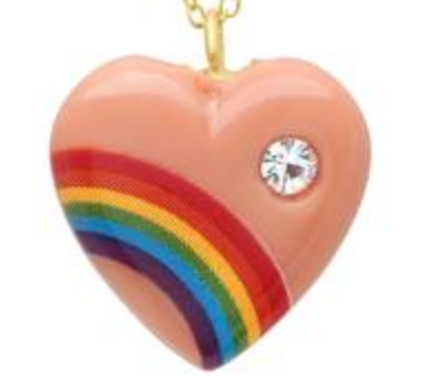 Diamond Acrylic Heart Necklace Pendant Elisabeth Bell Jewelry Small Orange 