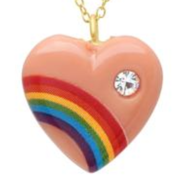 Acrylic Heart Necklaces with Diamonds Pendant Elisabeth Bell Jewelry Small Orange 
