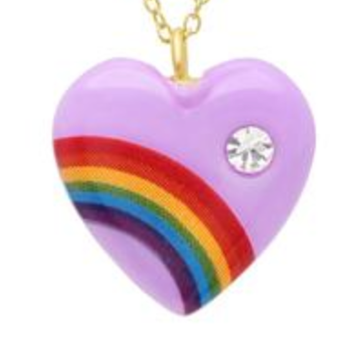 Acrylic Heart Necklaces with Diamonds Pendant Elisabeth Bell Jewelry Large Violet 