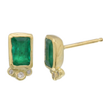 Rectangle Emerald with Triple Diamond Earrings Earrings Jaine K Designs   