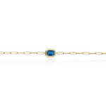 London Blue Topaz Emerald Cut Bezel Set Bracelet Bracelet Goshwara   
