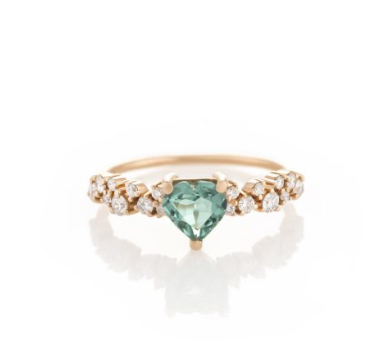 Sparkling Heart Ring with diamonds Ring Joanna Achkar Prasolite  