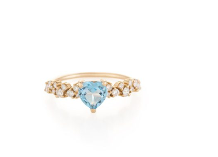 Sparkling Heart Ring with Diamonds Ring Joanna Achkar Blue Topaz  