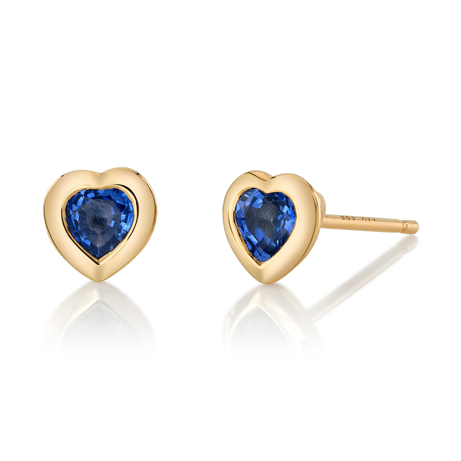 Small Heart Stud  Roseark Deux Blue Sapphire  