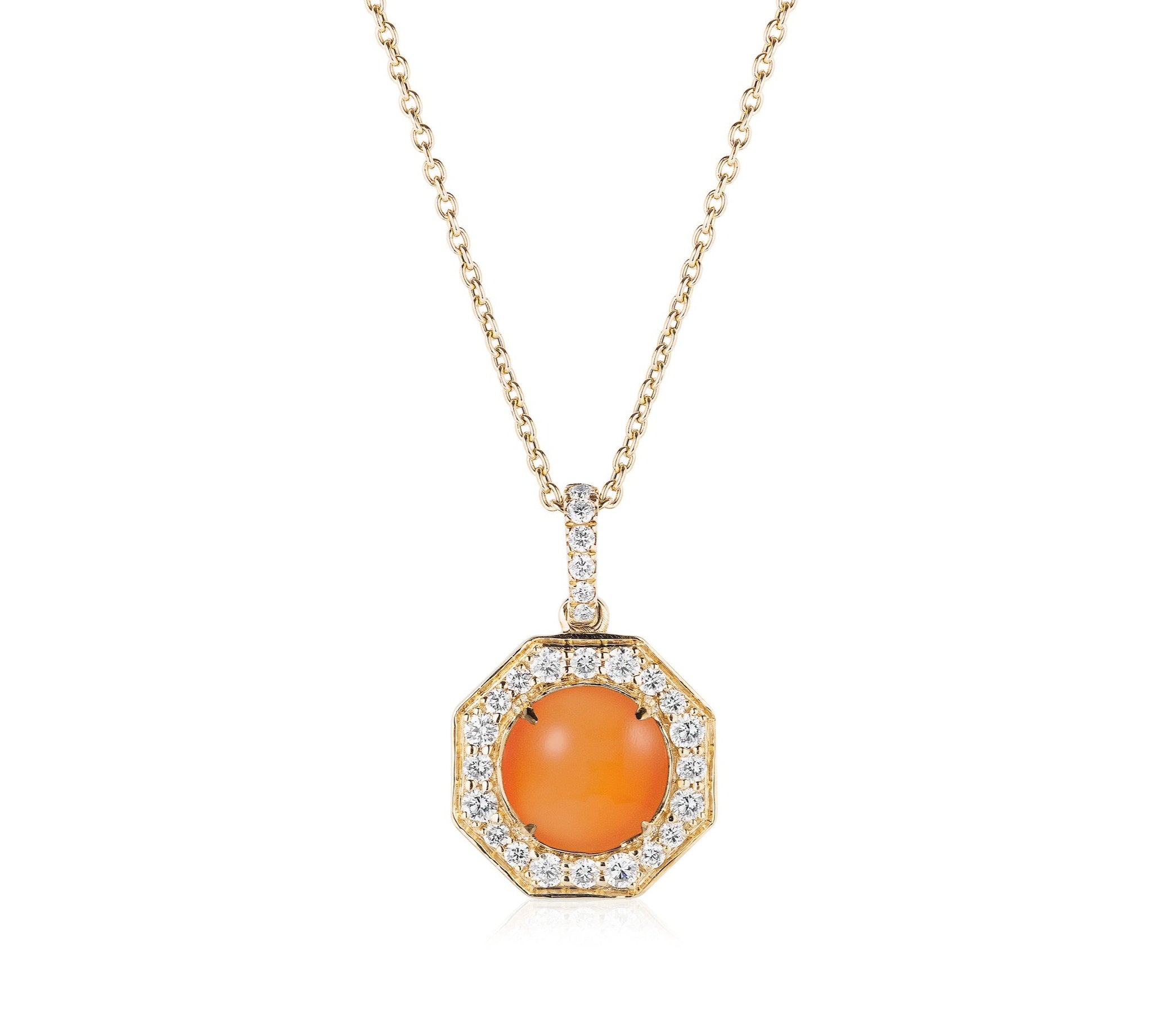 Semi-Precious Pendant Necklace with Diamonds Pendant Goshwara Chalcedony  