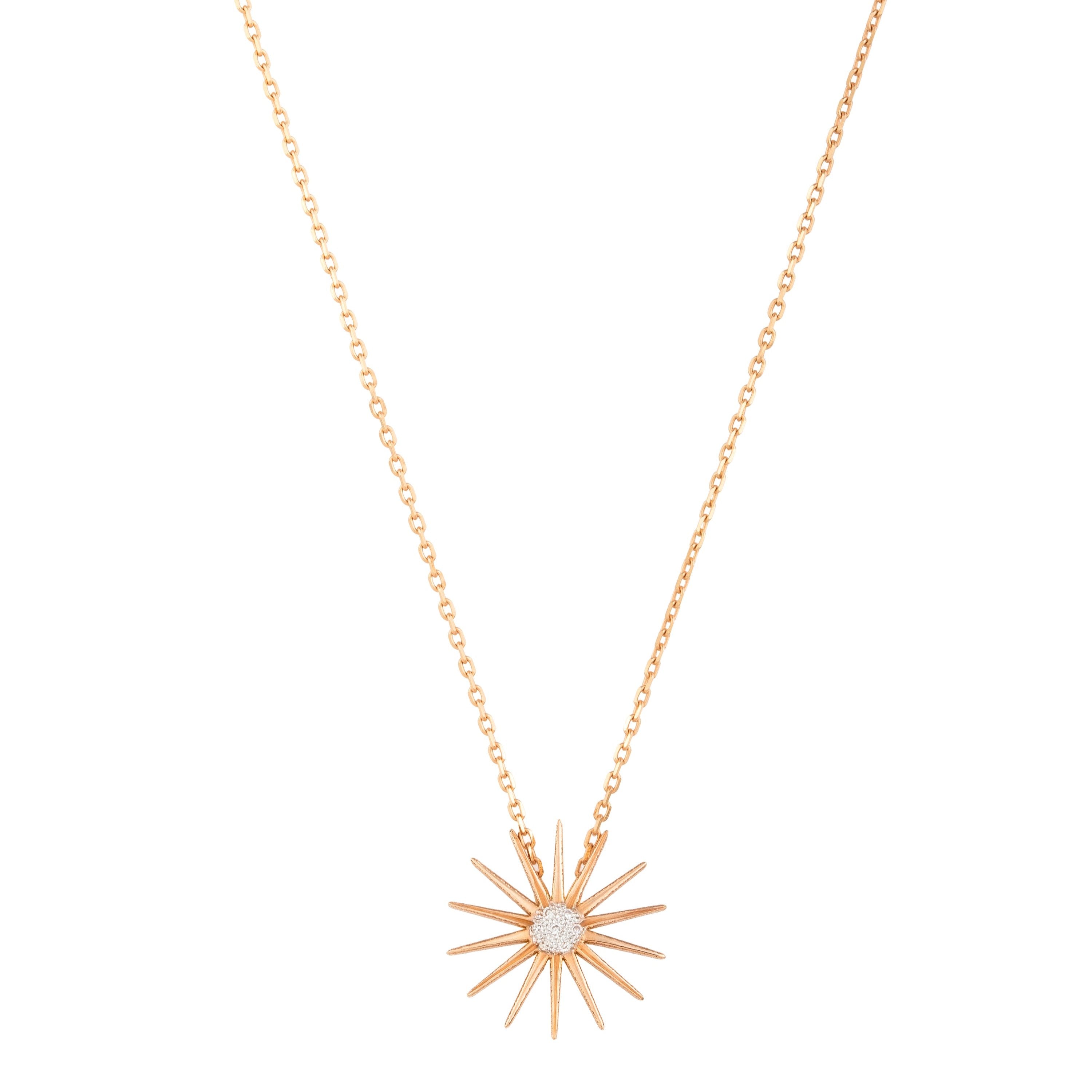 Soleil Necklace with Diamonds, Small Pendant Necklace Falamank