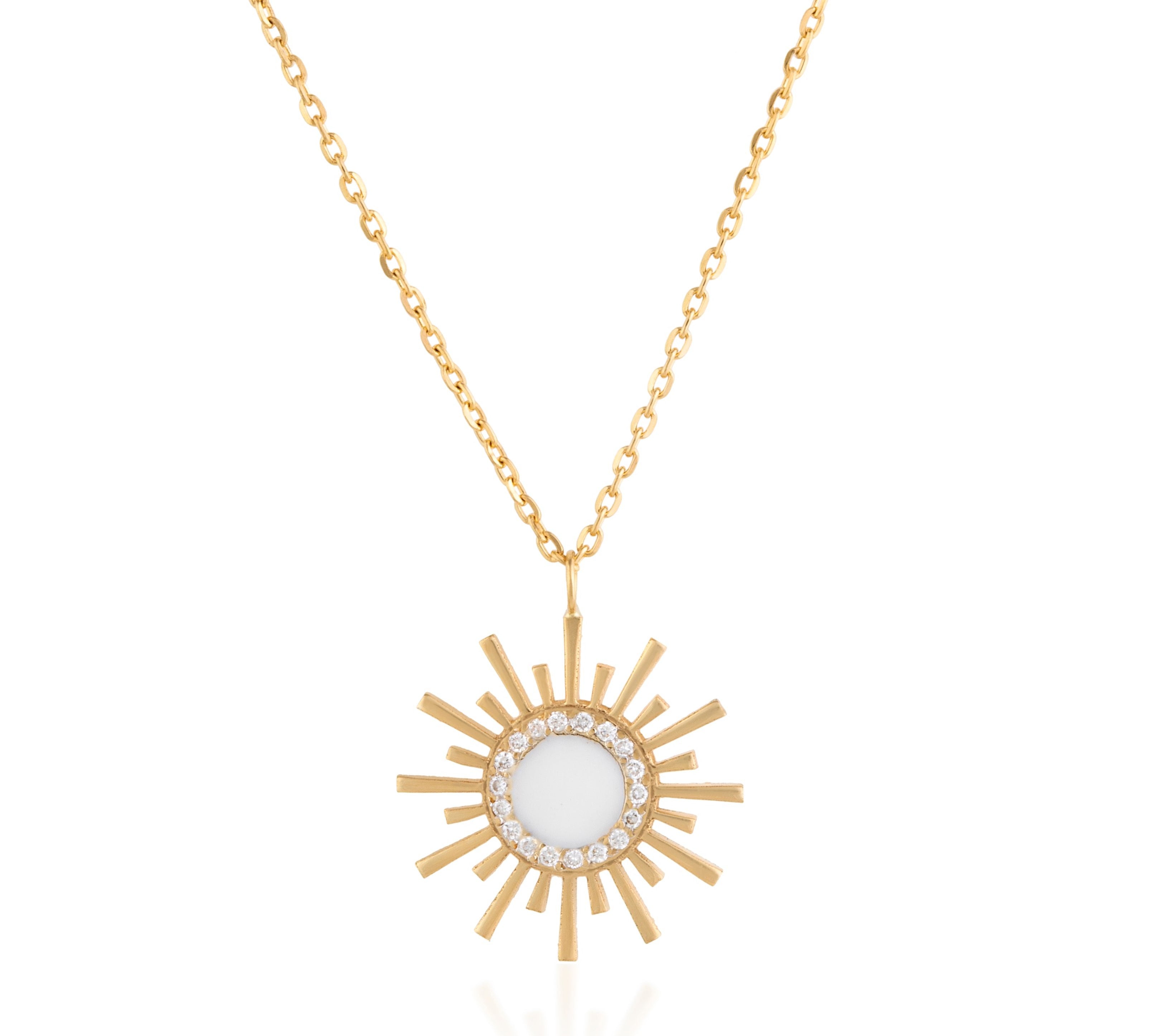 Soleil Diamond Necklace with Enamel Pendant Necklace Falamank