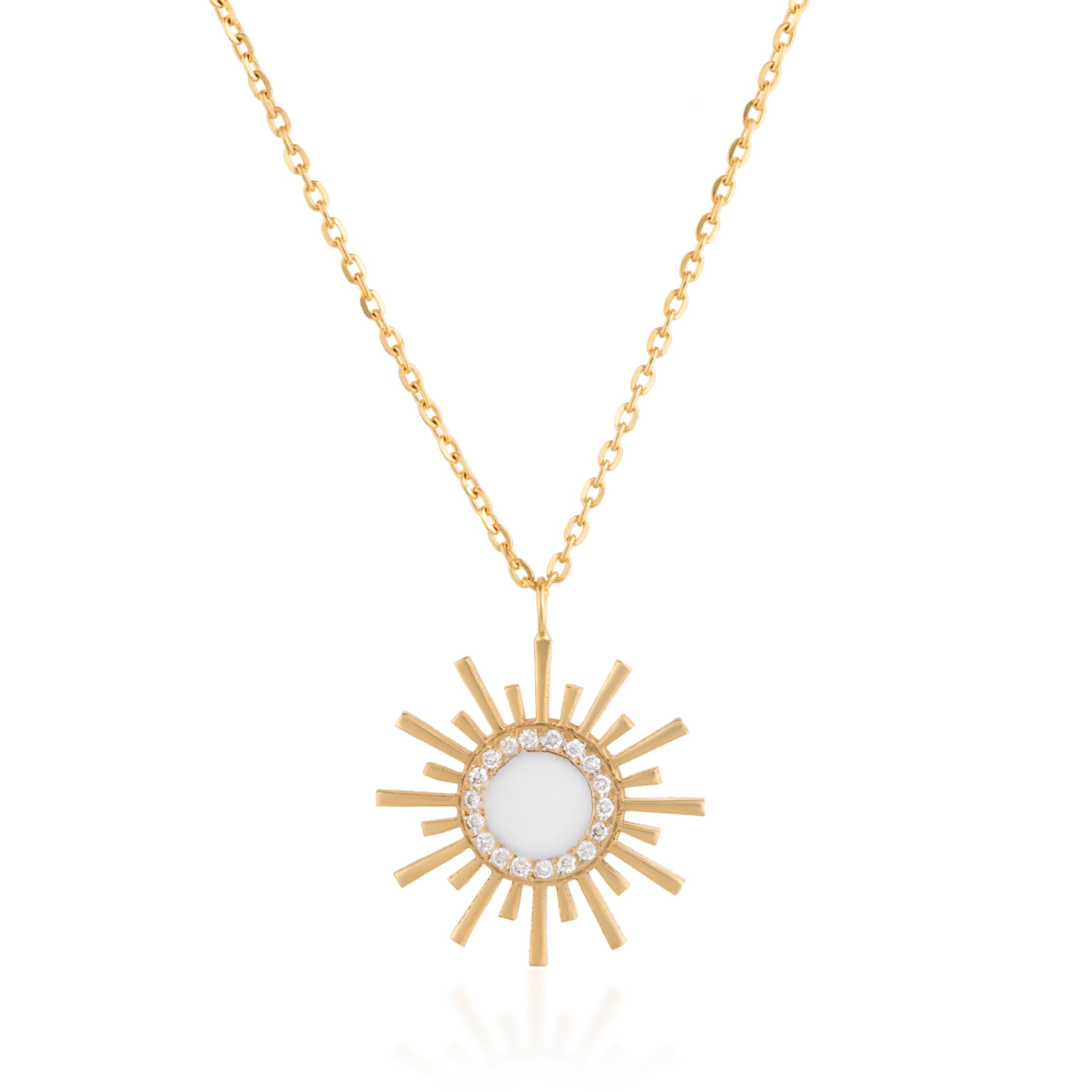 Soleil Diamond Necklace with Enamel Pendant Necklace Falamank