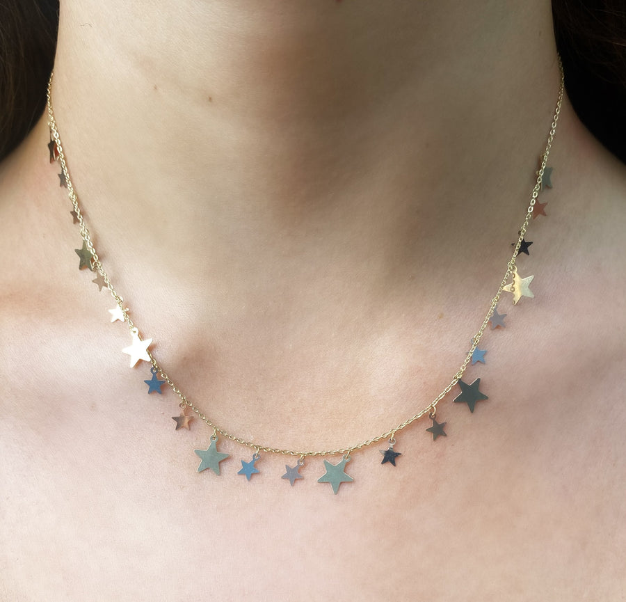 Multi Colored Star Necklace Pendant Le Petit Chato   