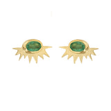 Tiny Emerald Sunburst Earrings Studs Christina Magdolna Jewelry   