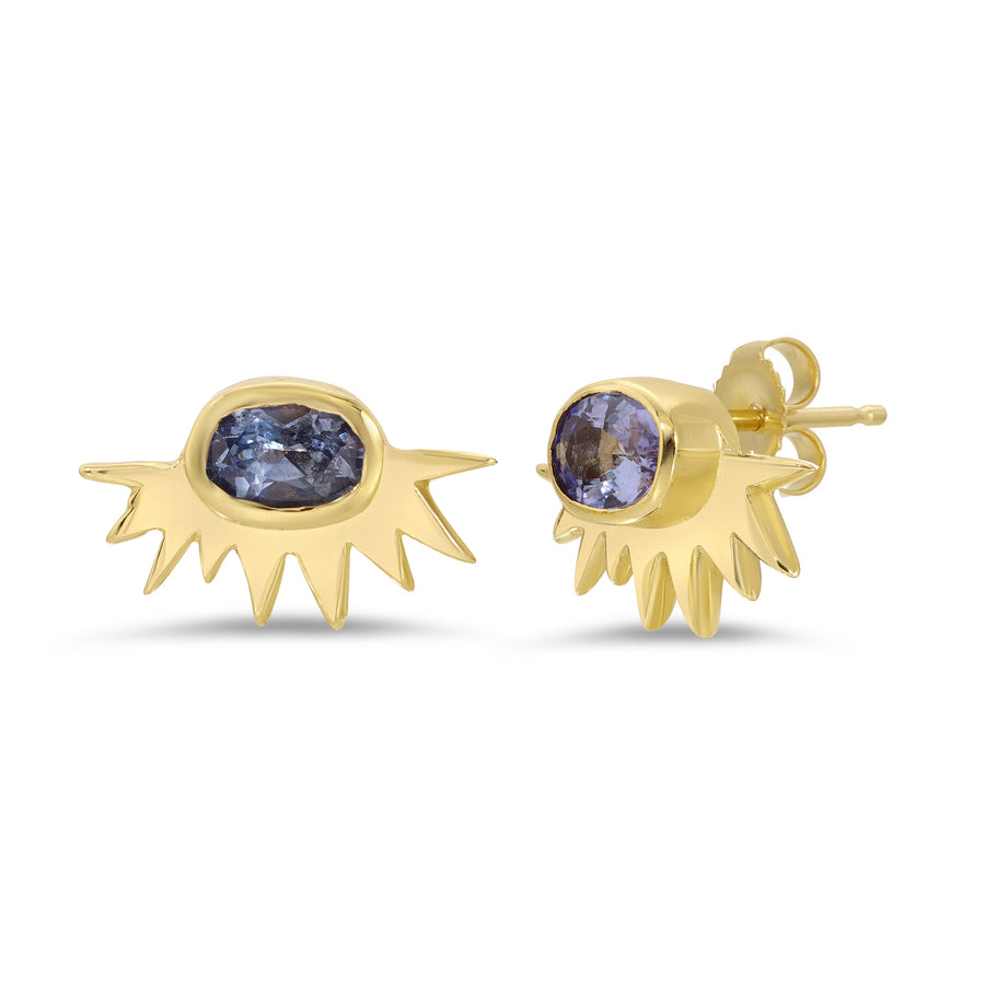Tiny Tanzanite Starburst Earrings Studs Christina Magdolna Jewelry   