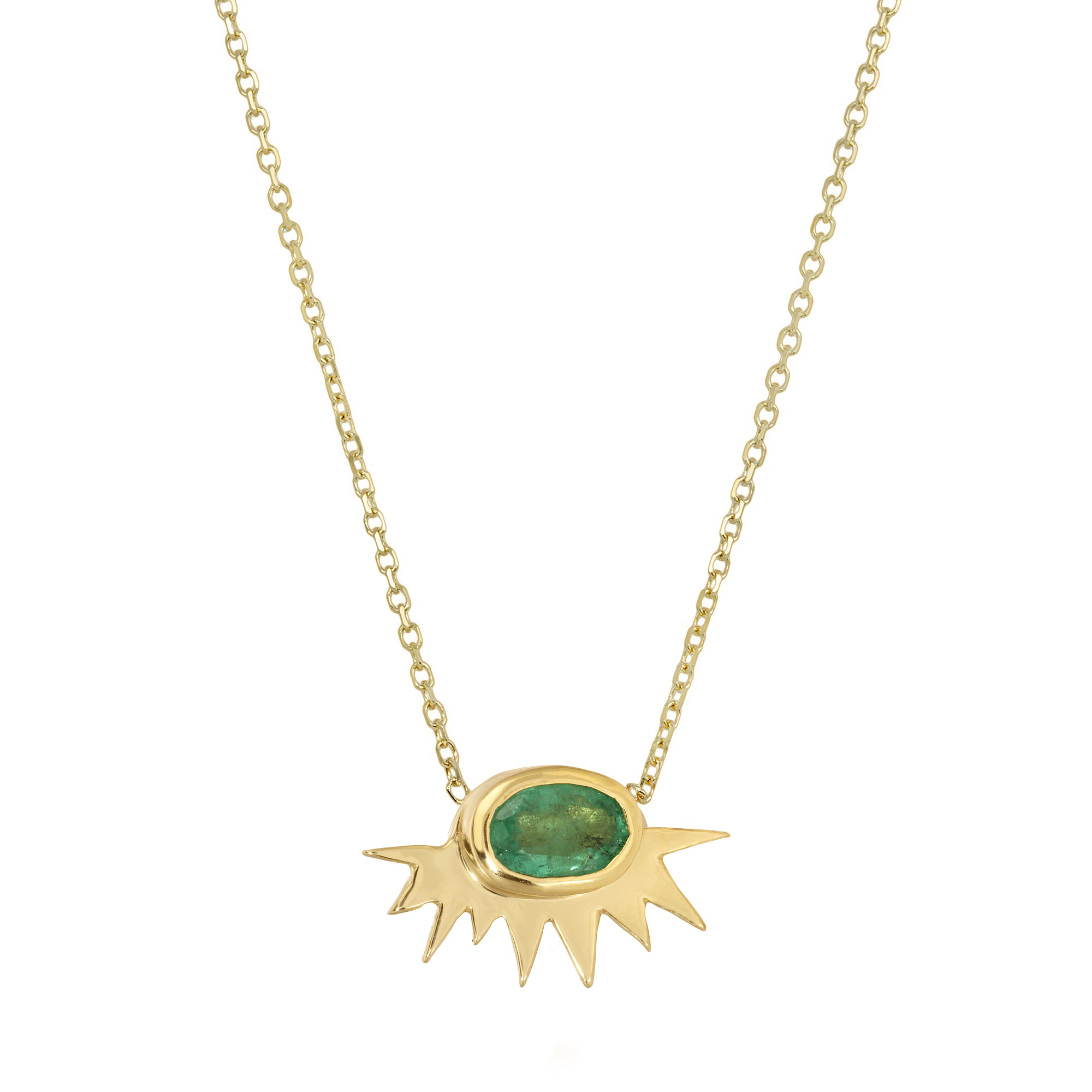 Tiny Emerald Starburst Necklace Necklace Christina Magdolna Jewelry   